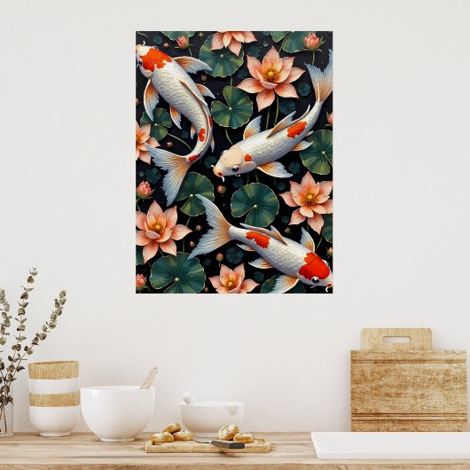 Vibrant Koi Pond Poster (Keuken)