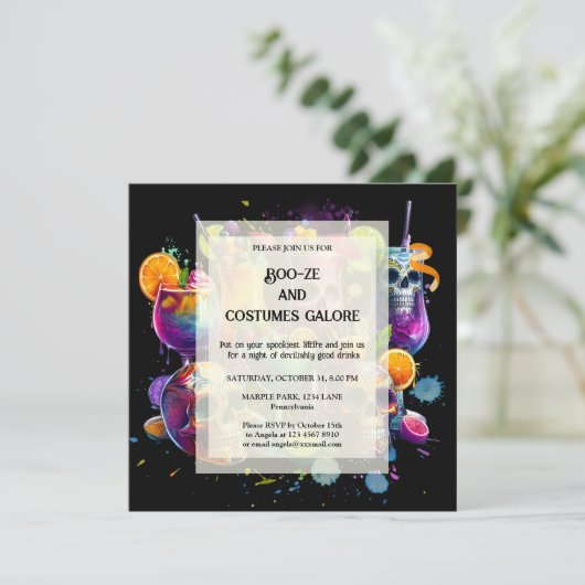 Vibrant Krijg je drank Op Drink Halloween Party Feestdagenkaart (Staand voorkant)