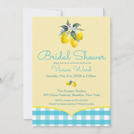 Vibrant Lemon Bridal Shower Invitations Kaart (Voorkant)