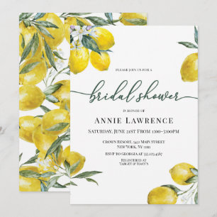 Vibrant Lemon Bridal Shower Invitations Kaart