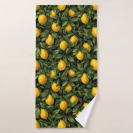 Vibrant Lemon Citrus Tree Pattern Badhanddoek