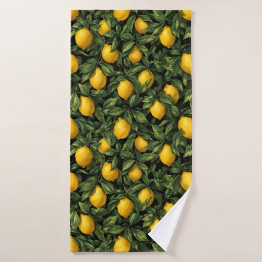 Vibrant Lemon Citrus Tree Pattern Badhanddoek (Badhanddoek)