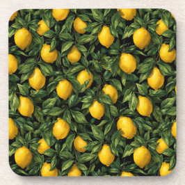 Vibrant Lemon Citrus Tree Pattern Bier Onderzetter