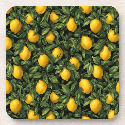 Vibrant Lemon Citrus Tree Pattern Bier Onderzetter (Voorkant)