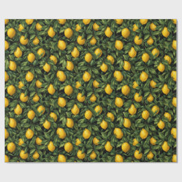 Vibrant Lemon Citrus Tree Pattern Cadeaupapier