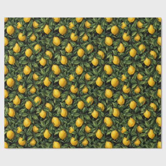 Vibrant Lemon Citrus Tree Pattern Cadeaupapier (Vlak)