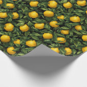 Vibrant Lemon Citrus Tree Pattern Cadeaupapier (Hoek)