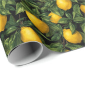 Vibrant Lemon Citrus Tree Pattern Cadeaupapier (Rol Hoek)
