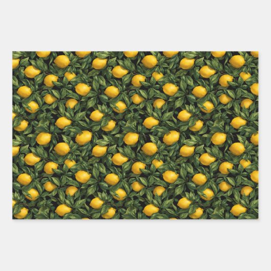 Vibrant Lemon Citrus Tree Pattern Inpakpapier Vel (Voorkant 2)