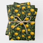 Vibrant Lemon Citrus Tree Pattern Inpakpapier Vel (In situ)