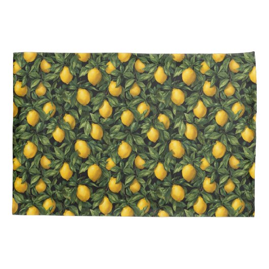Vibrant Lemon Citrus Tree Pattern Kussensloop (Achterkant)