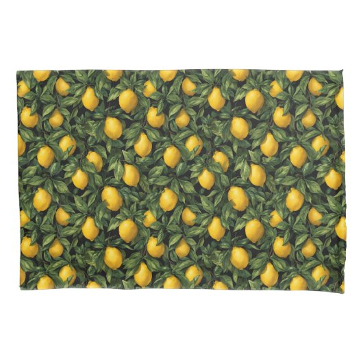 Vibrant Lemon Citrus Tree Pattern Kussensloop (Voorkant)