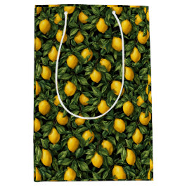 Vibrant Lemon Citrus Tree Pattern Medium Cadeauzakje
