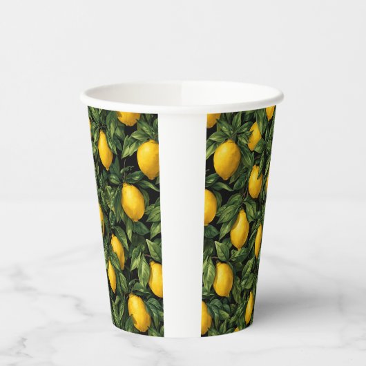 Vibrant Lemon Citrus Tree Pattern Papieren Bekers (Links)