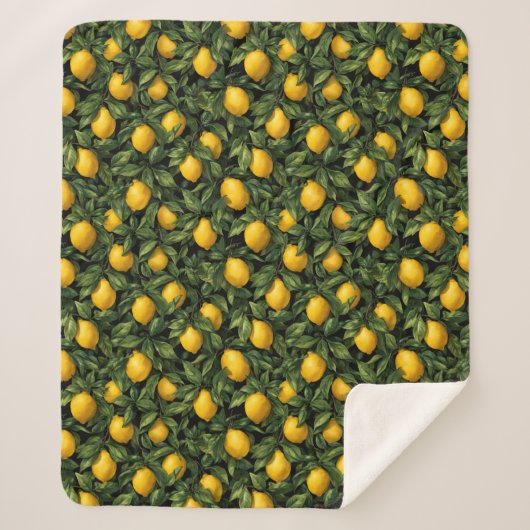 Vibrant Lemon Citrus Tree Pattern Sherpa Deken (Voorkant)