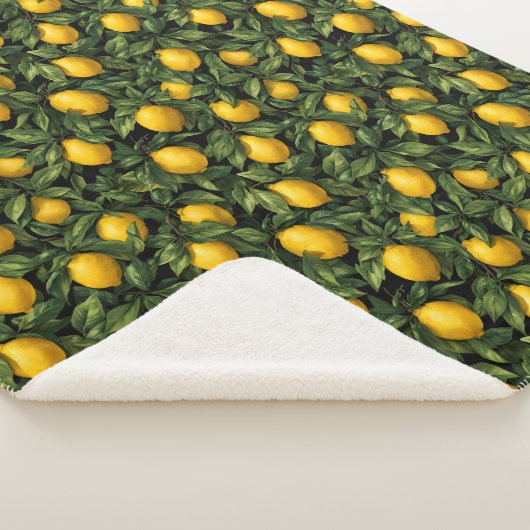 Vibrant Lemon Citrus Tree Pattern Sherpa Deken (3/4)