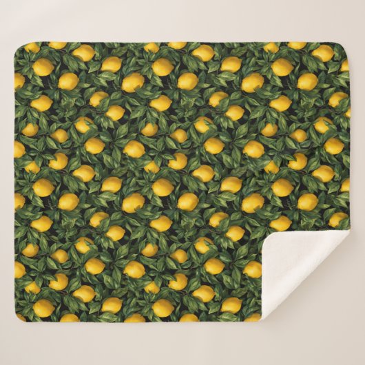 Vibrant Lemon Citrus Tree Pattern Sherpa Deken (Voorkant (horizontaal))
