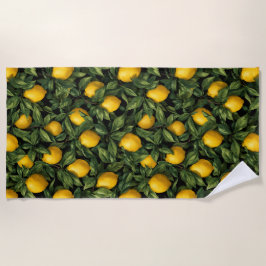 Vibrant Lemon Citrus Tree Pattern Strandlaken