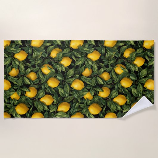 Vibrant Lemon Citrus Tree Pattern Strandlaken (Voorkant)