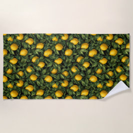 Vibrant Lemon Citrus Tree Pattern Strandlaken