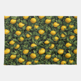Vibrant Lemon Citrus Tree Pattern Theedoek