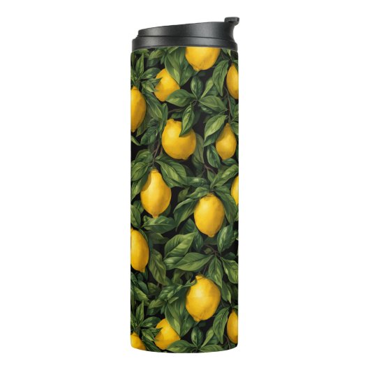 Vibrant Lemon Citrus Tree Pattern Thermosbeker (Gedraaid links)