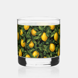 Vibrant Lemon Citrus Tree Pattern Whisky Glas