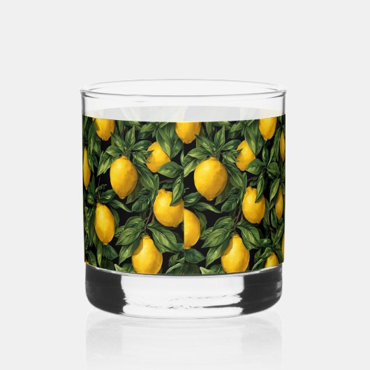 Vibrant Lemon Citrus Tree Pattern Whisky Glas (Rechts)