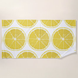 Vibrant Lemon Slice Pattern Summer Beach Towel Strandlaken