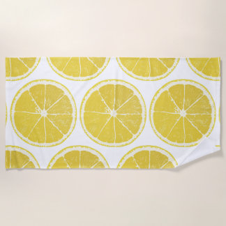 Vibrant Lemon Slice Pattern Summer Beach Towel Strandlaken