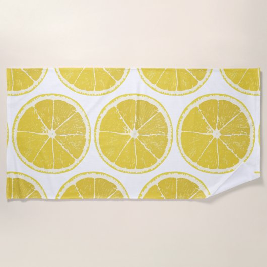 Vibrant Lemon Slice Pattern Summer Beach Towel Strandlaken (Voorkant)