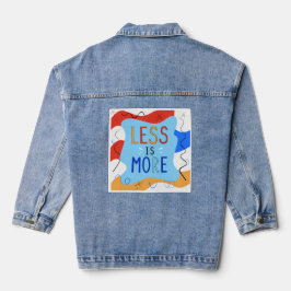 Vibrant "Less Is More" Abstract Graphic Denim Jacket