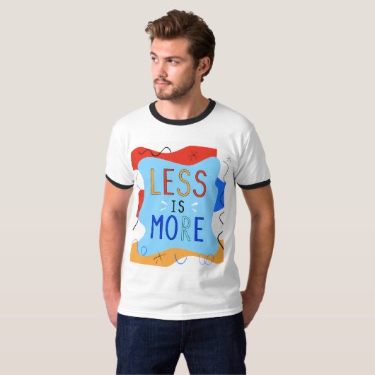 Vibrant "Less Is More" Abstract Graphic T-shirt (Voorkant volledig)