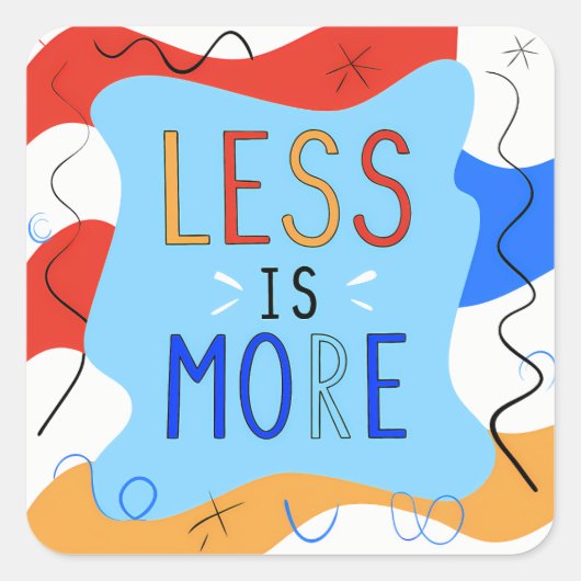 Vibrant "Less Is More" Abstract Graphic Vierkante Sticker (Voorkant)