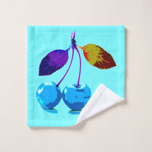 Vibrant lichtblauwe kersen bad handdoek (Wasdoekje)