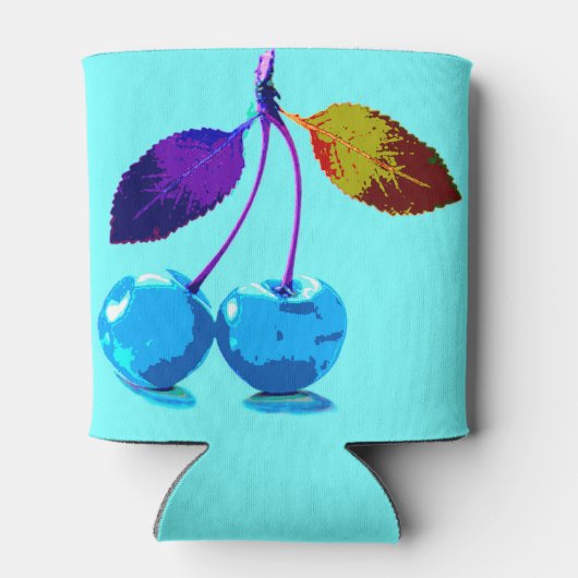 Vibrant lichtblauwe kersen blikjeskoeler (Achterkant)