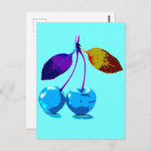 Vibrant lichtblauwe kersen briefkaart (Voorkant / Achterkant)