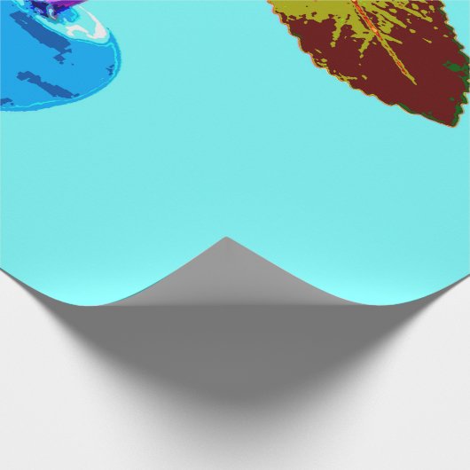 Vibrant lichtblauwe kersen cadeaupapier (Hoek)