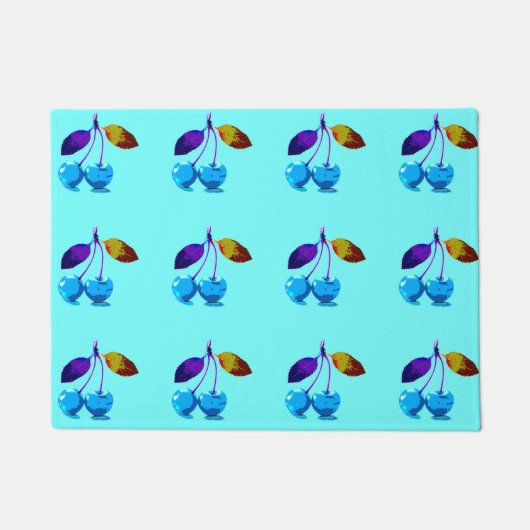 Vibrant lichtblauwe kersen deurmat (Voorkant)