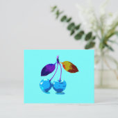 Vibrant lichtblauwe kersen feestdagenkaart (Staand voorkant)