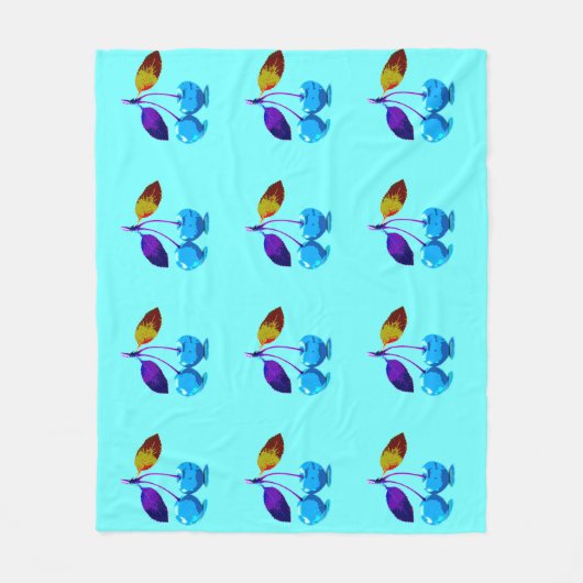 Vibrant lichtblauwe kersen fleece deken (Voorkant)