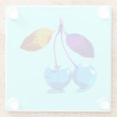 Vibrant lichtblauwe kersen glazen onderzetter (Achterkant)