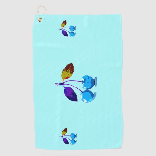 Vibrant lichtblauwe kersen golfhanddoek (Voorkant)