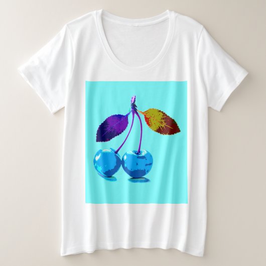 Vibrant lichtblauwe kersen grote maat t-shirt (Design voorkant)
