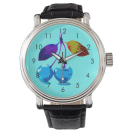 Vibrant lichtblauwe kersen horloge