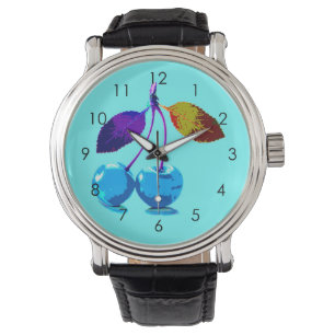 Vibrant lichtblauwe kersen horloge