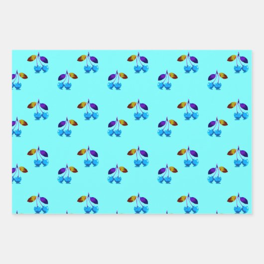 Vibrant lichtblauwe kersen inpakpapier vel (Voorkant 2)