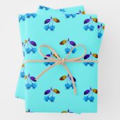 Vibrant lichtblauwe kersen inpakpapier vel (In situ)