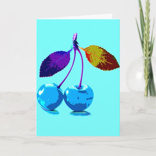 Vibrant lichtblauwe kersen kaart (Voorkant)