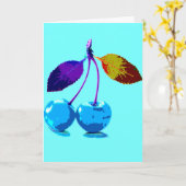 Vibrant lichtblauwe kersen kaart (Gele Bloem)